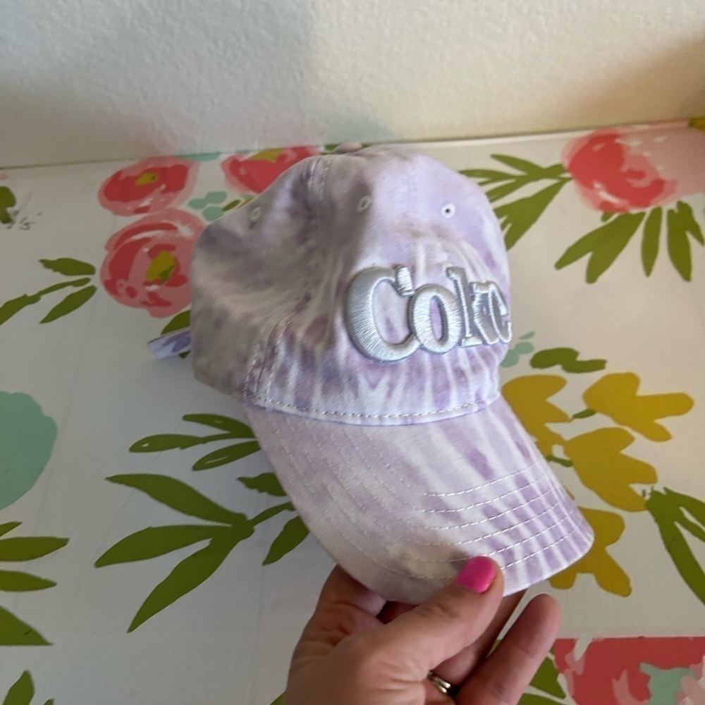 NWT COKE purple and white tie-dye hat one size - Picture 2 of 5